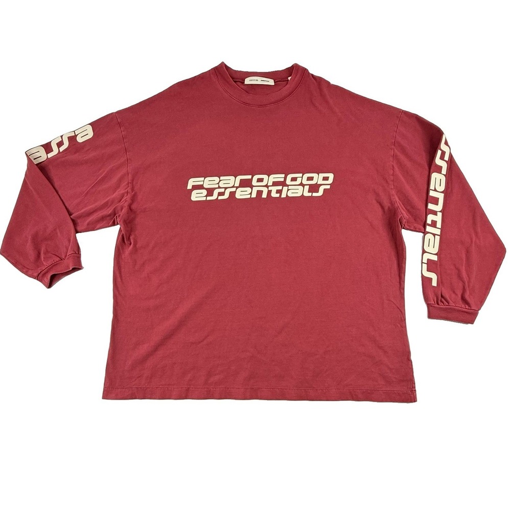 Fear Of God Essentials 90s Long Sleeve T-Shirt Crimson Men's M
